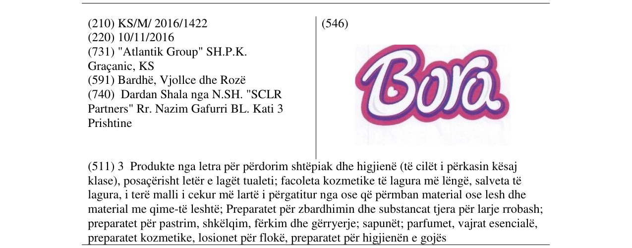 Zëri i markës Bora në buletin