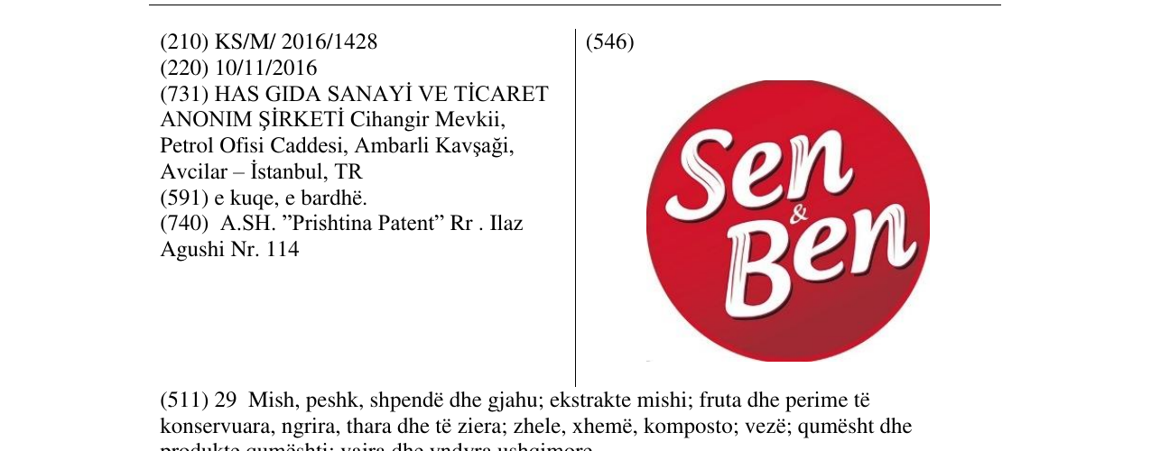 Zëri i markës Sen & Ben në buletin