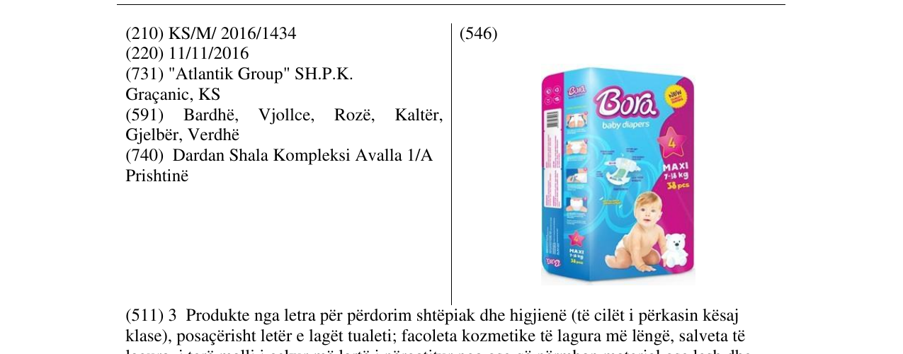 Zëri i markës Bora baby diapers në buletin