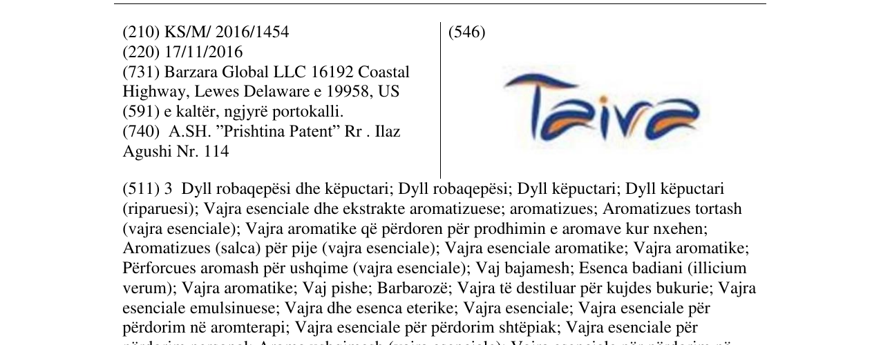 Zëri i markës Taiva në buletin