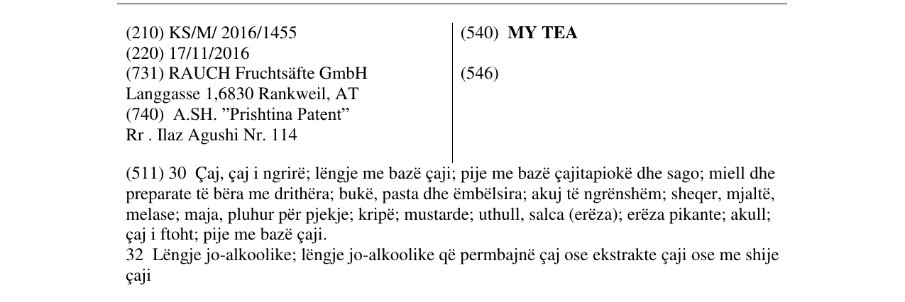 Zëri i markës MY TEA në buletin
