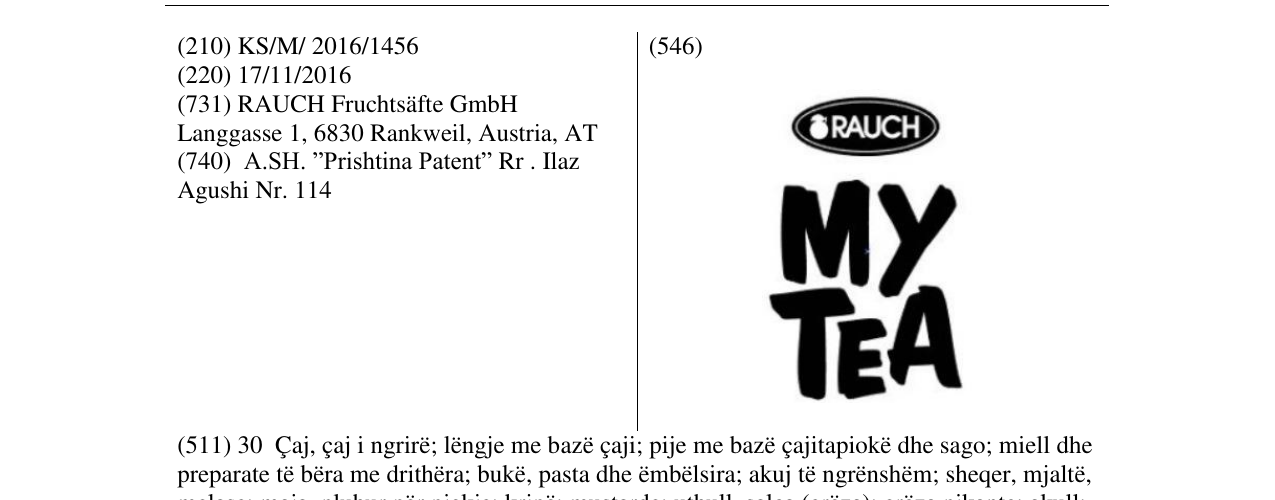 Zëri i markës RAUCH MY TEA në buletin