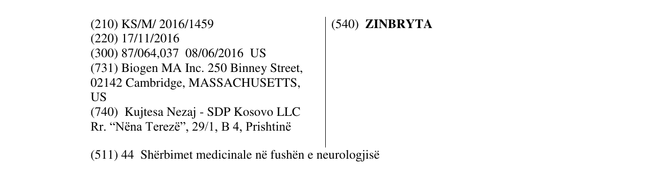 Zëri i markës ZINBRYTA në buletin