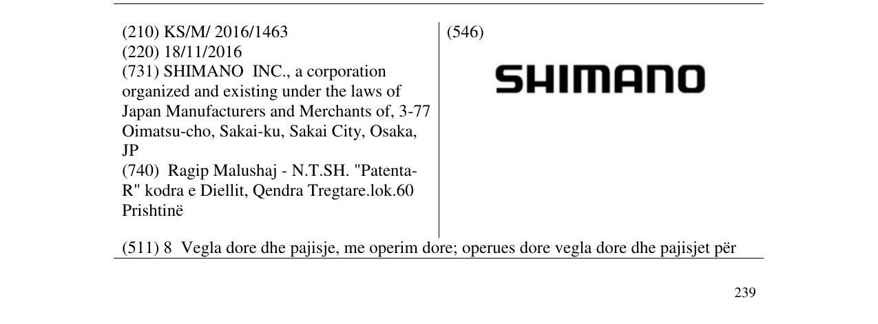 Zëri i markës SHIMANO në buletin