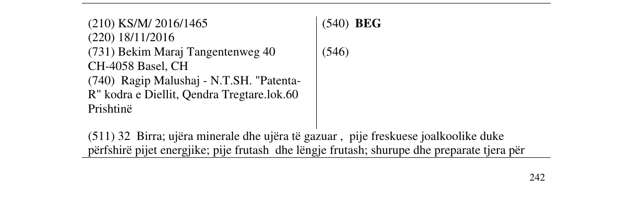 Zëri i markës BEG në buletin