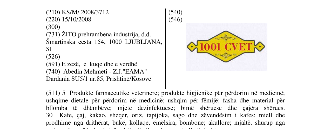 Zëri i markës 1001 CVET në buletin