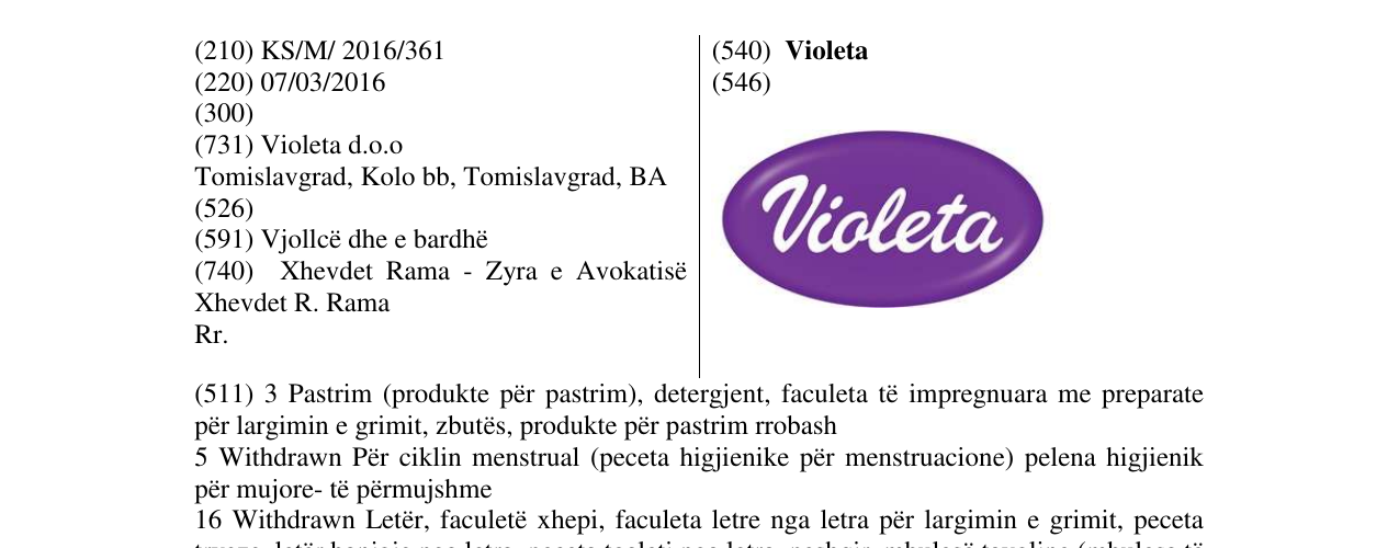 Zëri i markës Violeta në buletin
