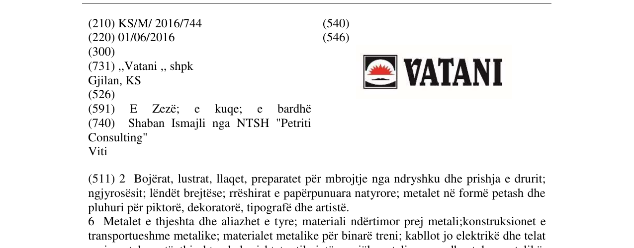 Zëri i markës VATANI në buletin