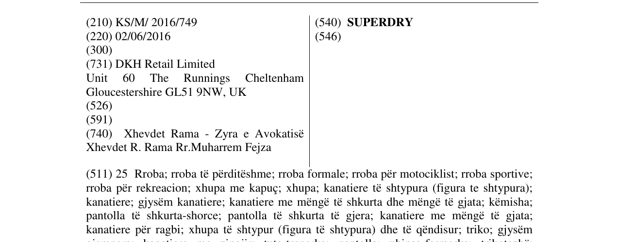Zëri i markës SUPERDRY në buletin