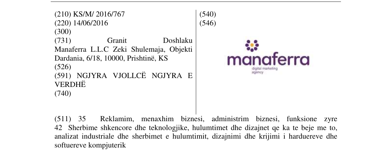 Zëri i markës manaferra në buletin