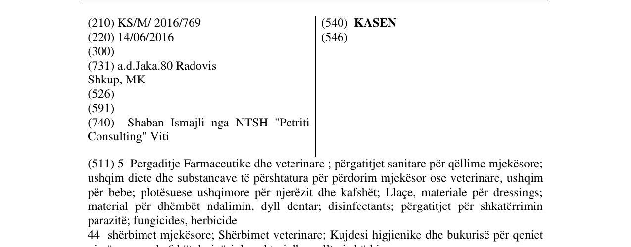 Zëri i markës KASEN në buletin