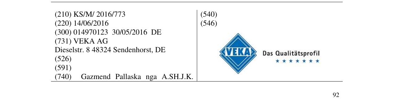 Zëri i markës VEKA Das Qualitatsprofile në buletin