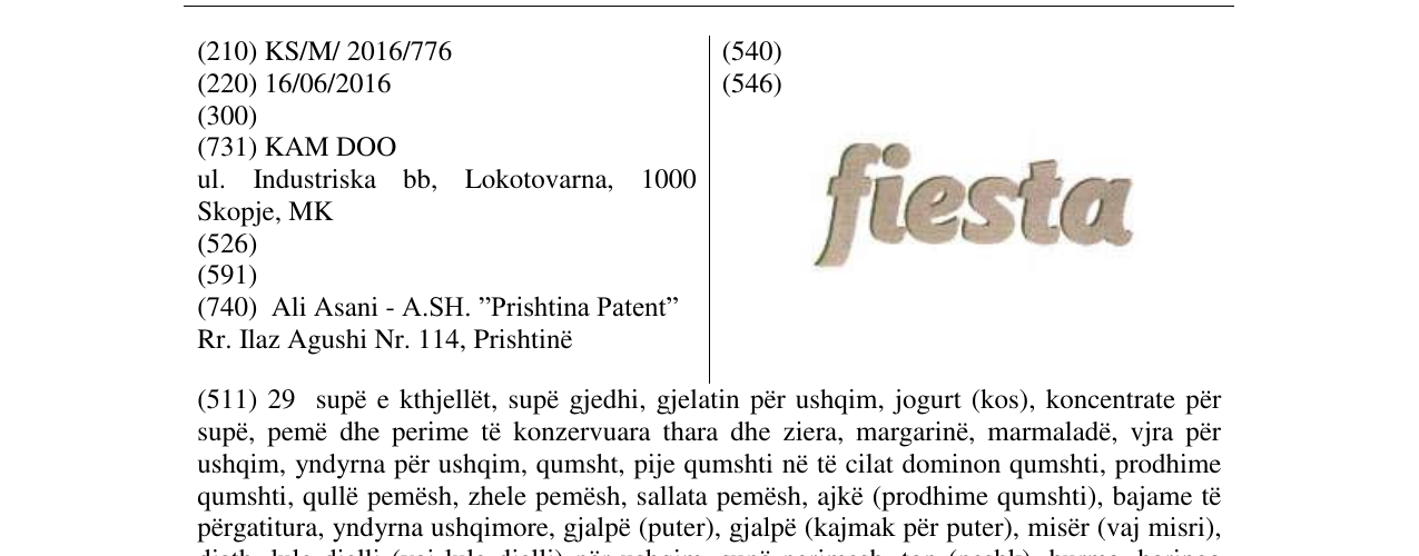 Zëri i markës fiesta në buletin