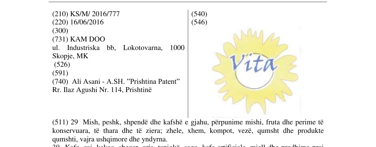 Zëri i markës VITA në buletin