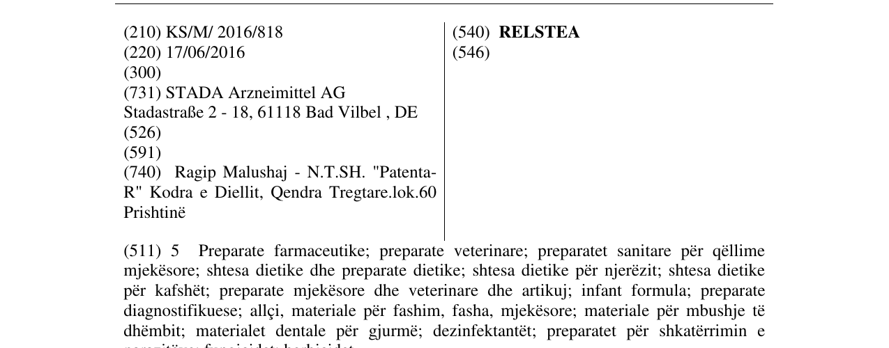 Zëri i markës RELSTEA në buletin