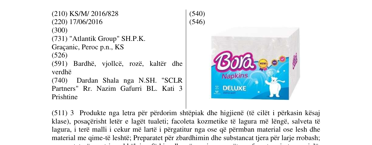 Zëri i markës Bora Napkins DELUXE në buletin