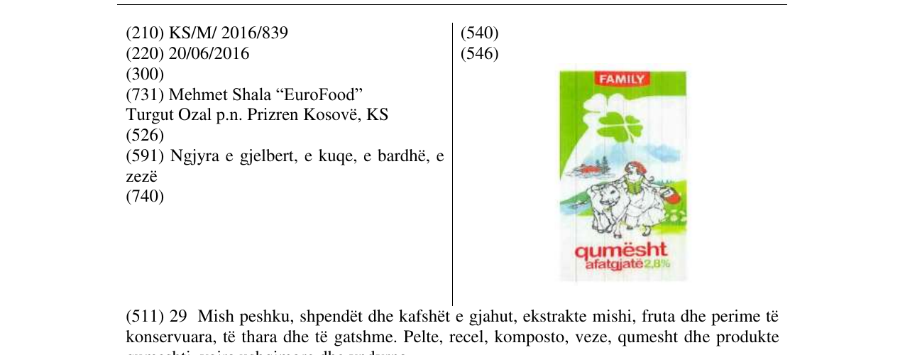 Zëri i markës FAMILY në buletin