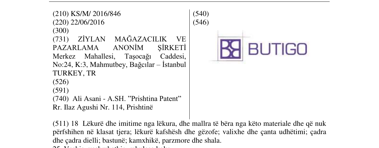 Zëri i markës BUTIGO në buletin