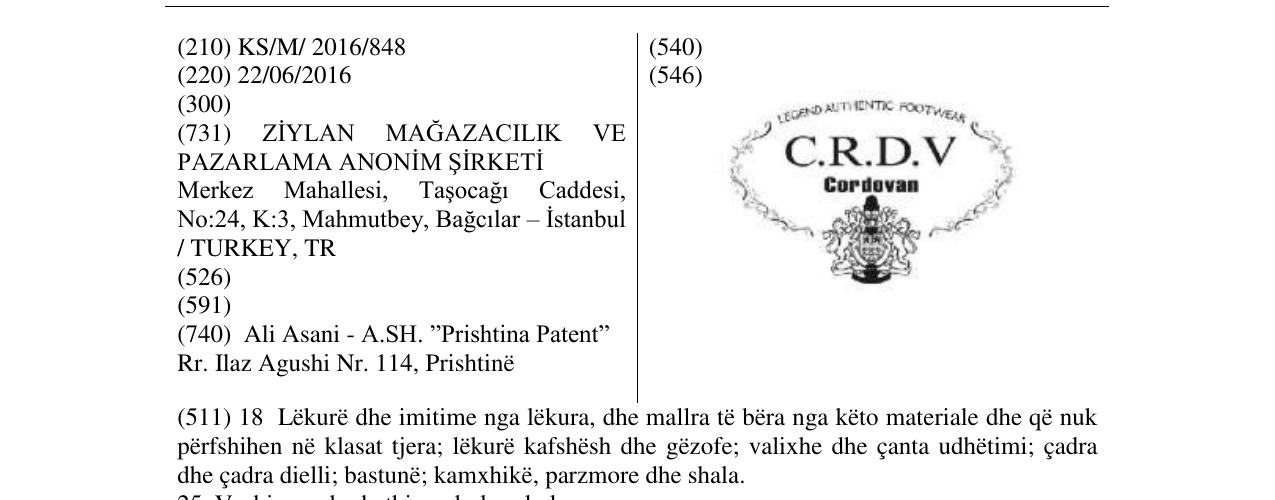 Zëri i markës C.R.D.V në buletin