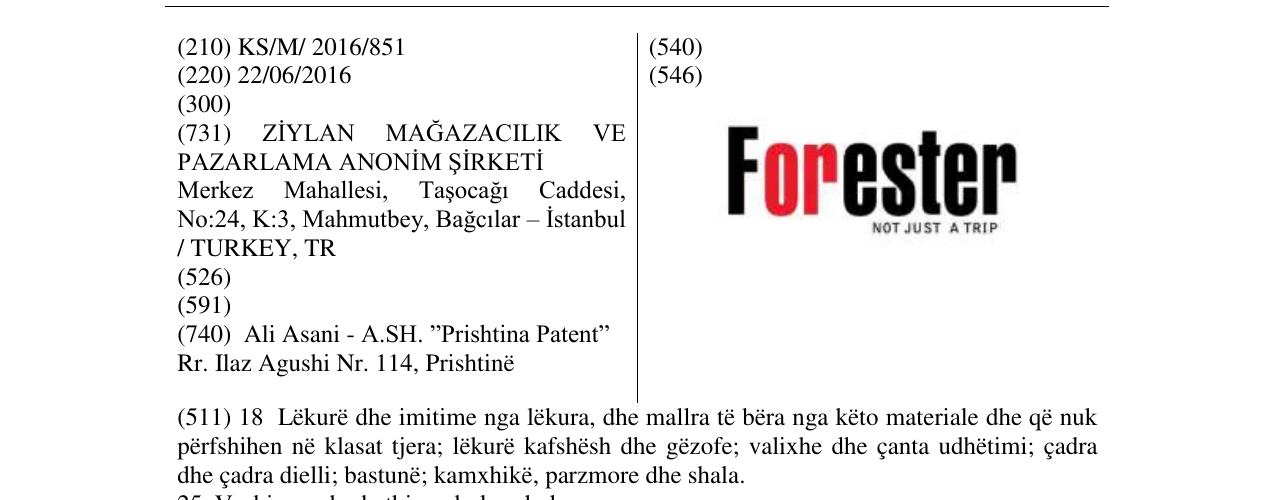 Zëri i markës FORESTER në buletin