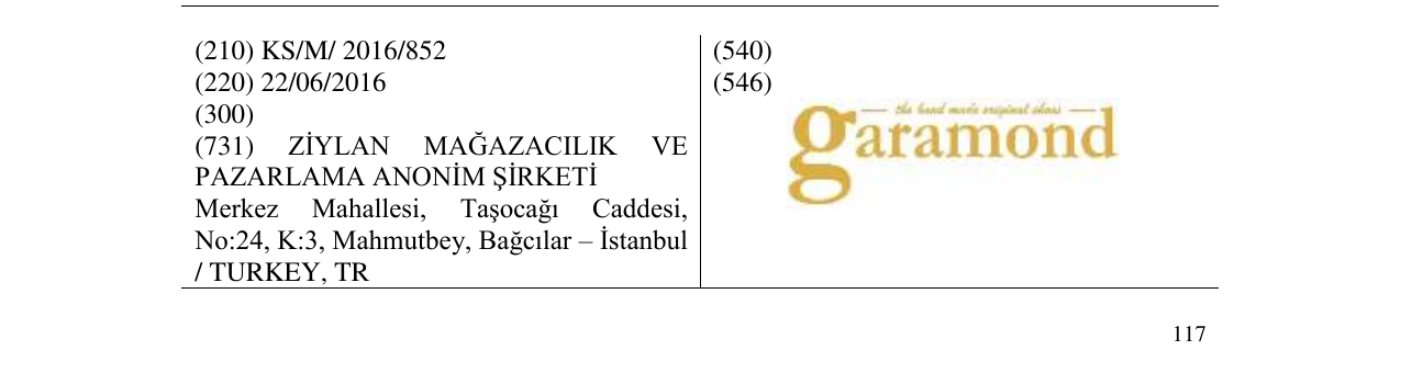 Zëri i markës garamond në buletin