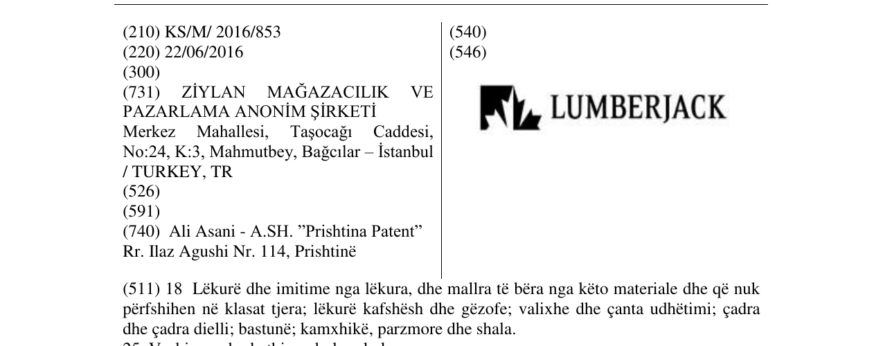 Zëri i markës LUMBERJACK në buletin