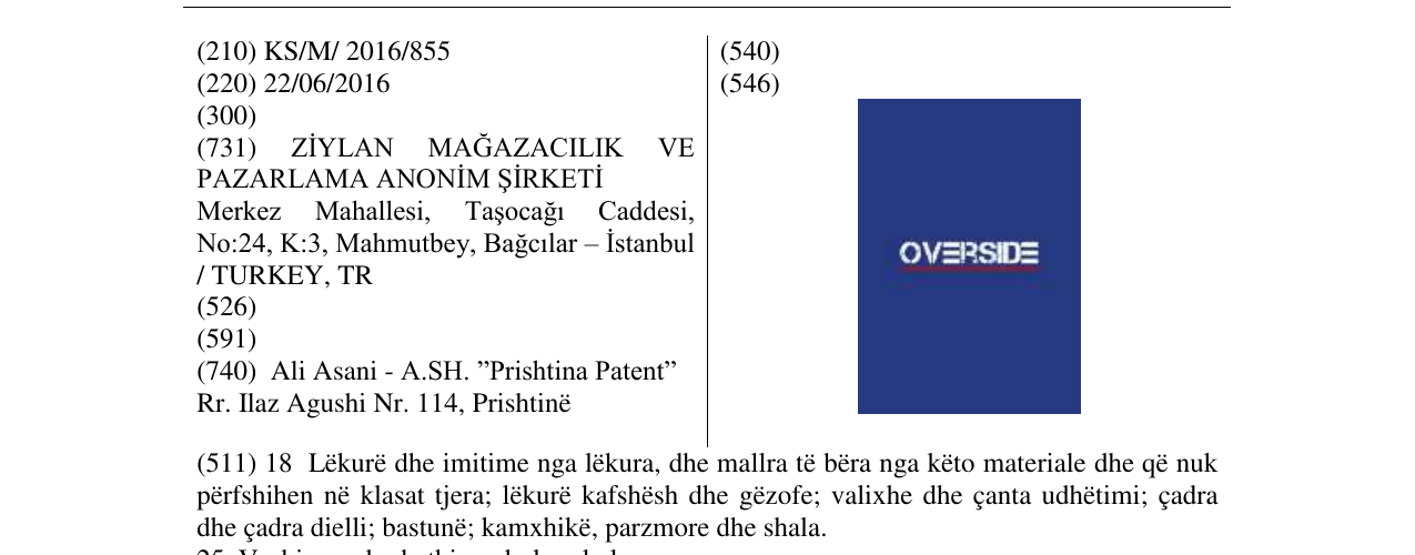 Zëri i markës OVERSIDE në buletin