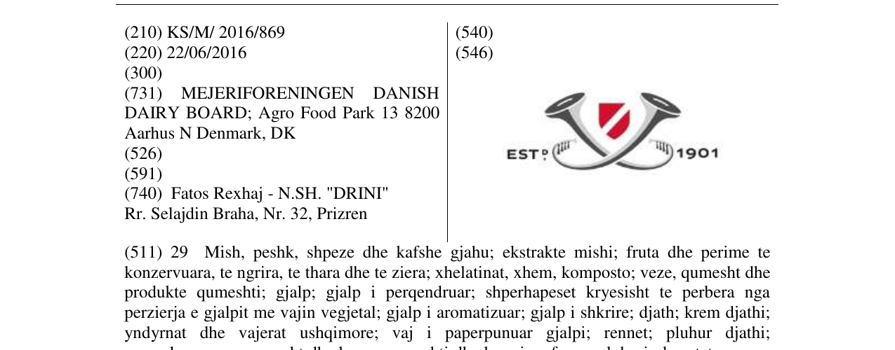 Zëri i markës ESTP 1901 në buletin
