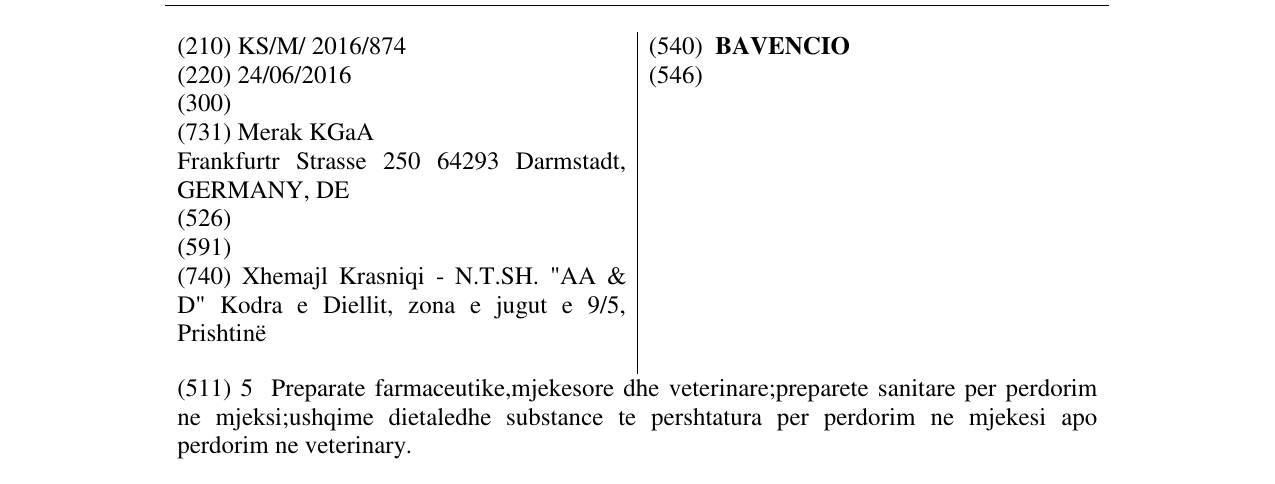 Zëri i markës BAVENCIO në buletin