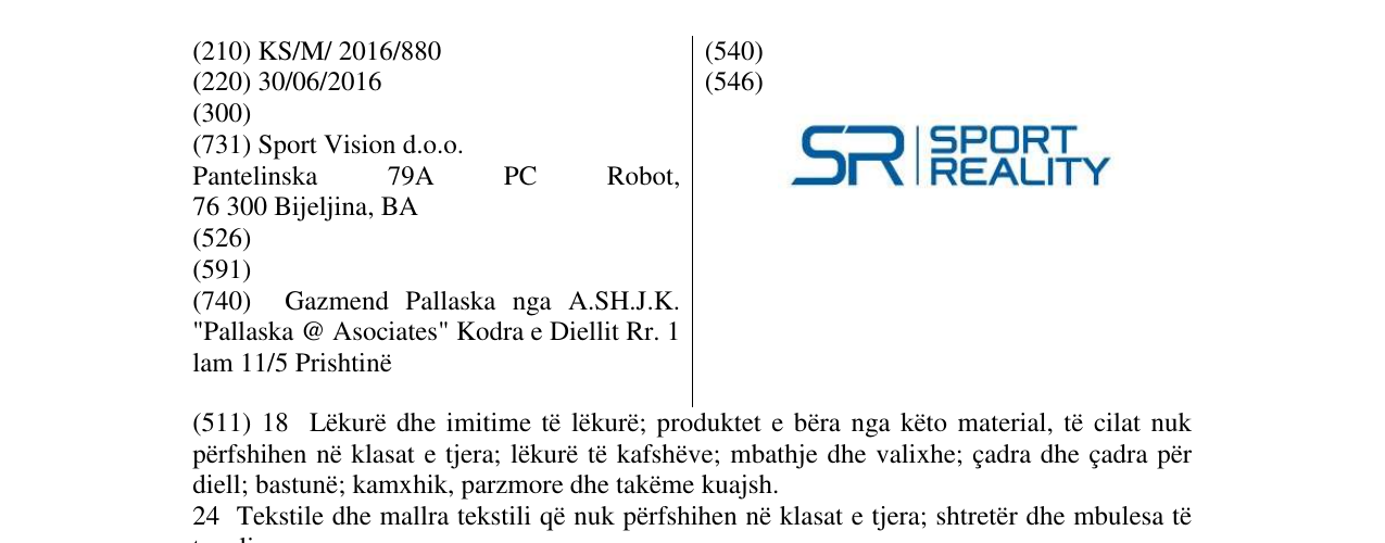 Zëri i markës SR SPORT REALITY në buletin