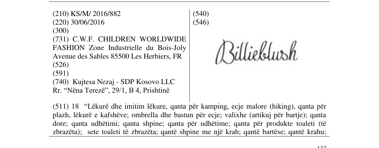 Zëri i markës Billieblush në buletin