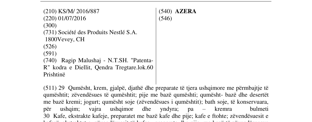 Zëri i markës AZERA në buletin