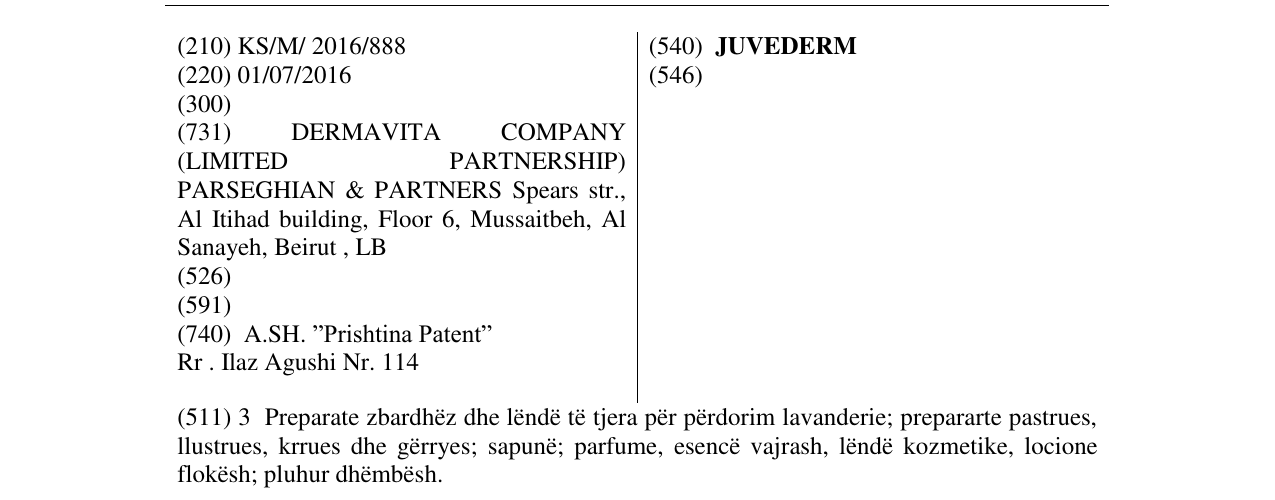 Zëri i markës JUVEDERM në buletin