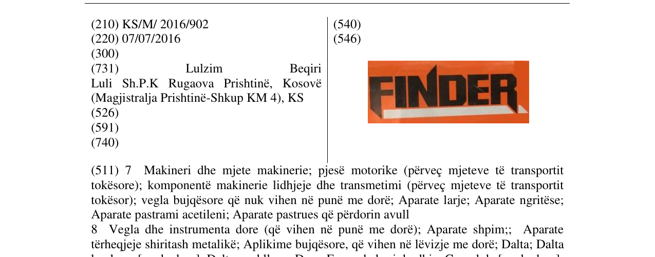 Zëri i markës FINDER në buletin