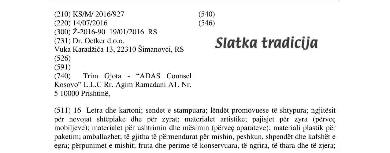 Zëri i markës Slatka tradicija në buletin