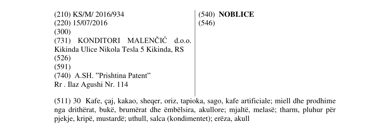 Zëri i markës NOBLICE në buletin
