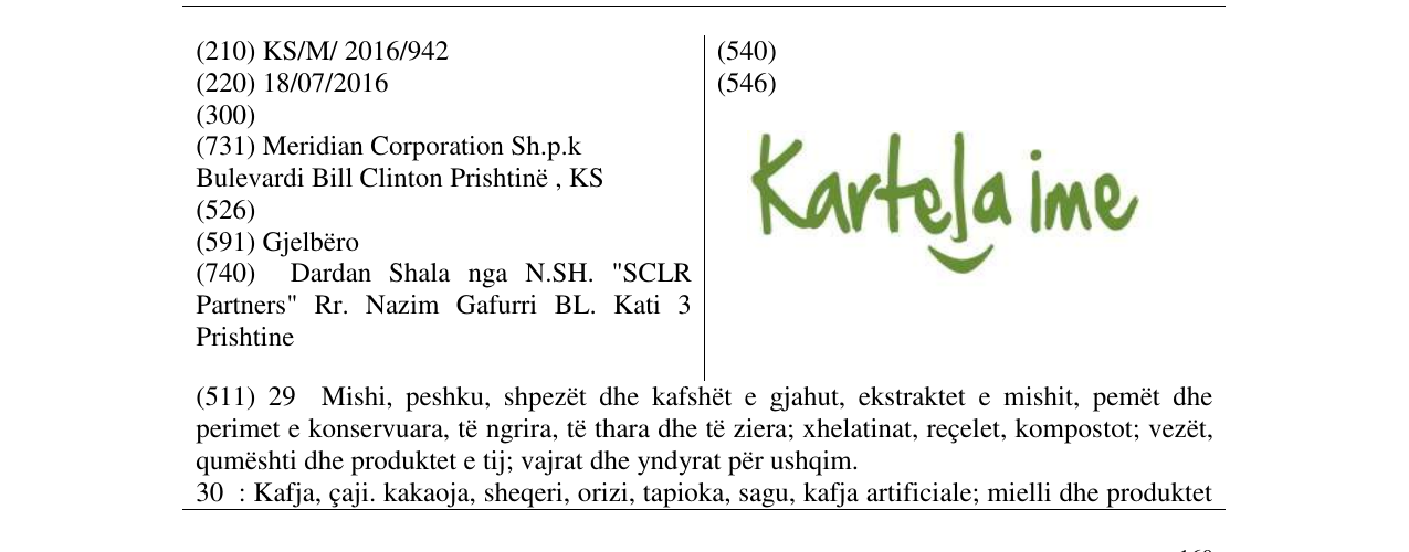 Zëri i markës Kartela ime në buletin