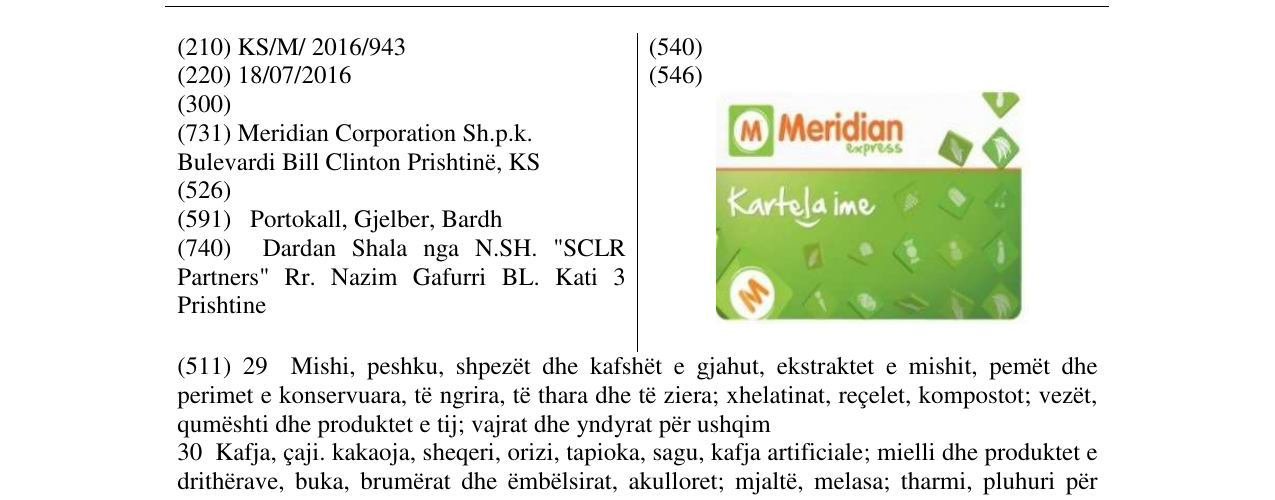 Zëri i markës M Meridian exoress kartela ime në buletin