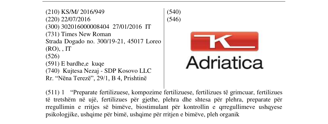 Zëri i markës Adriatica në buletin