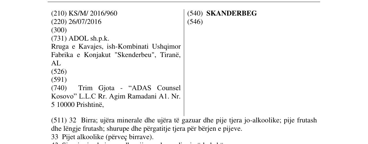 Zëri i markës SKANDERBEG në buletin