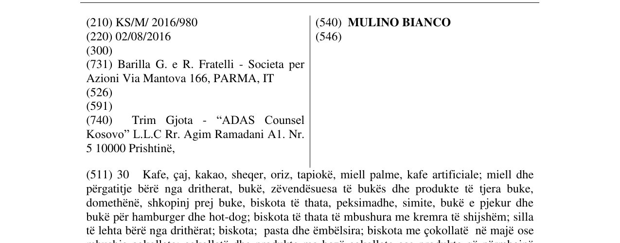 Zëri i markës MULINO BIANCO në buletin