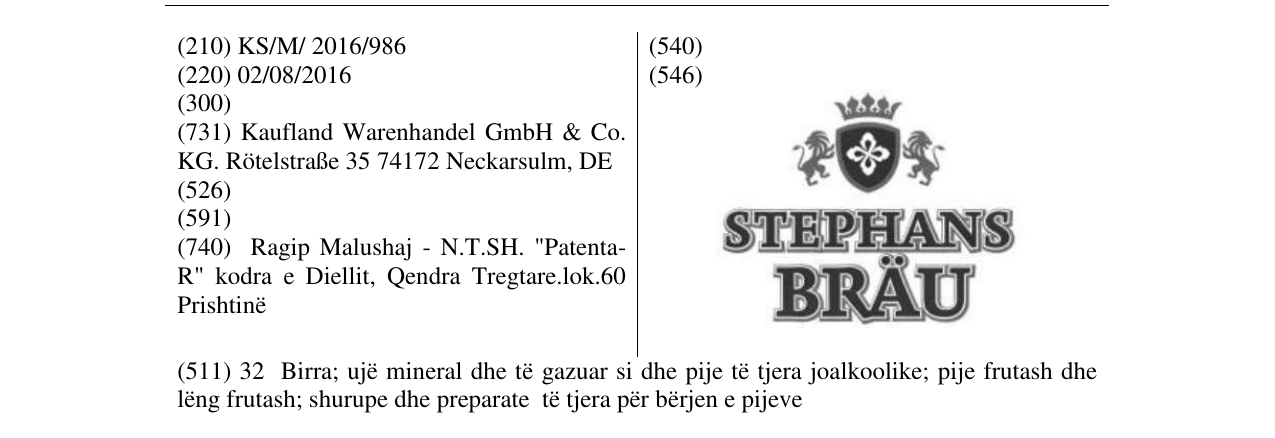 Zëri i markës STEPHANS BRAU në buletin