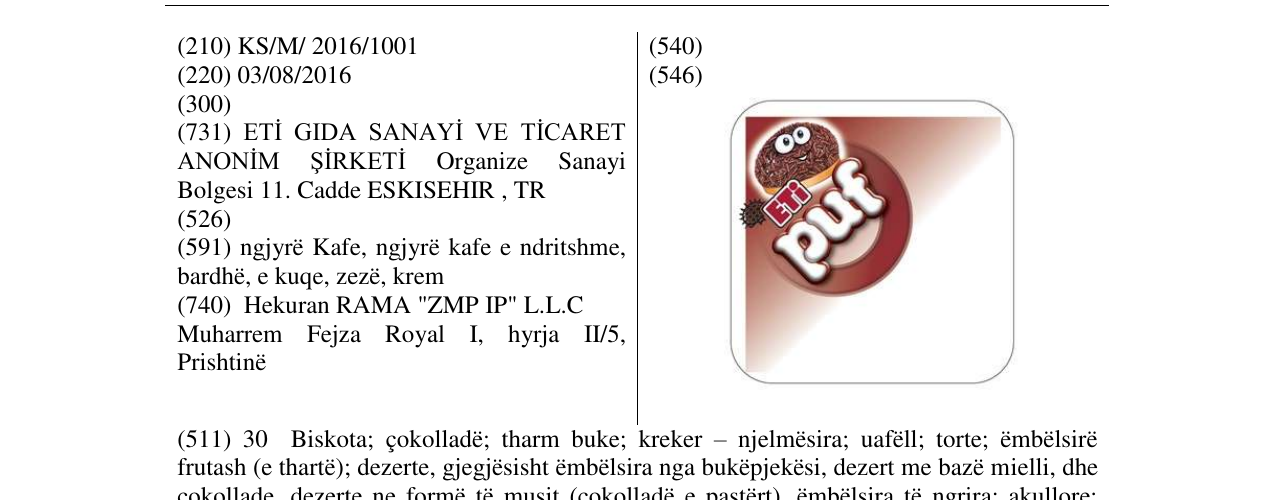 Zëri i markës ETi puf në buletin