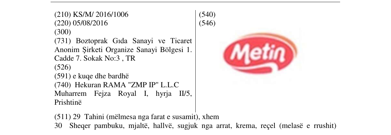 Zëri i markës Metin në buletin