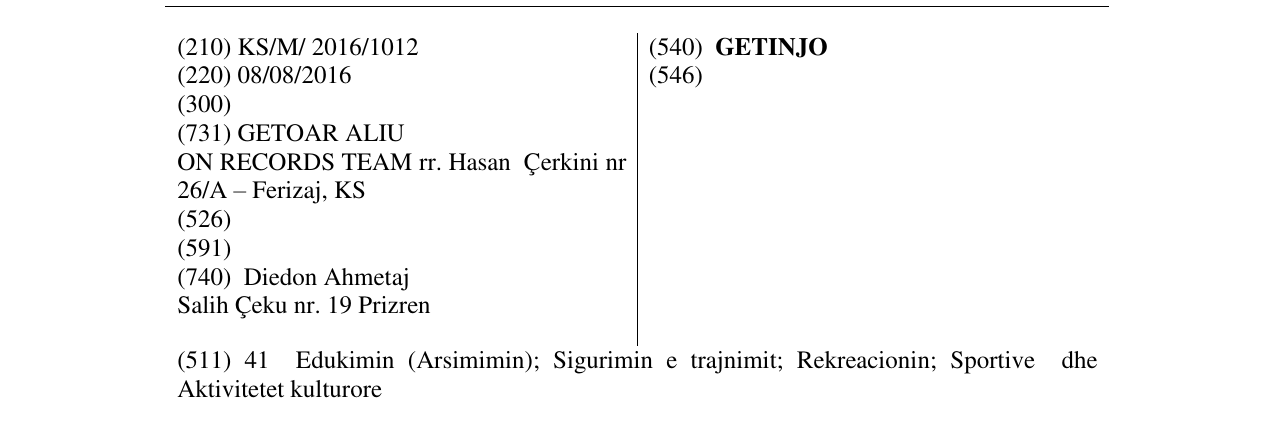 Zëri i markës GETINJO në buletin