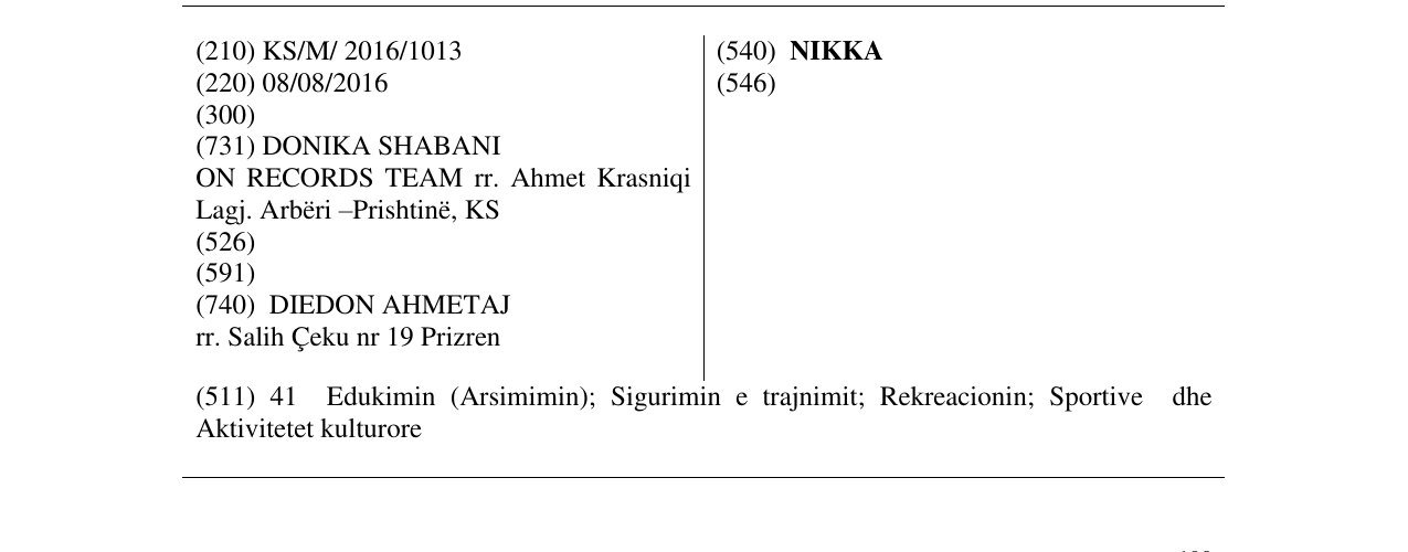 Zëri i markës NIKKA në buletin