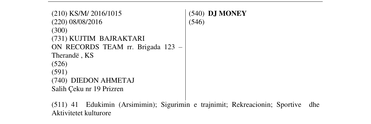 Zëri i markës DJ MONEY në buletin