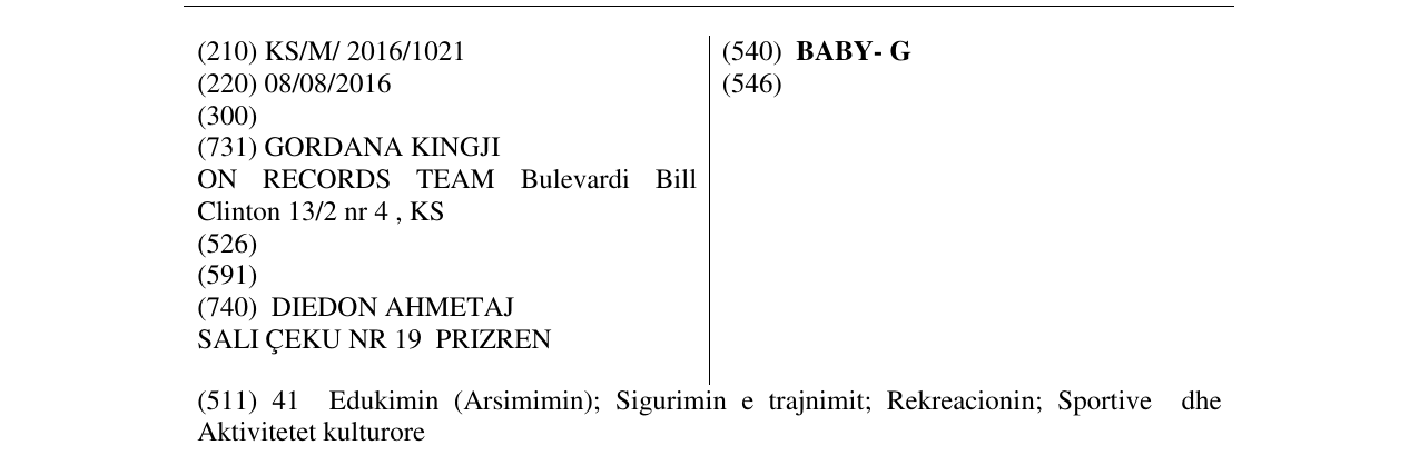 Zëri i markës BABY- G në buletin