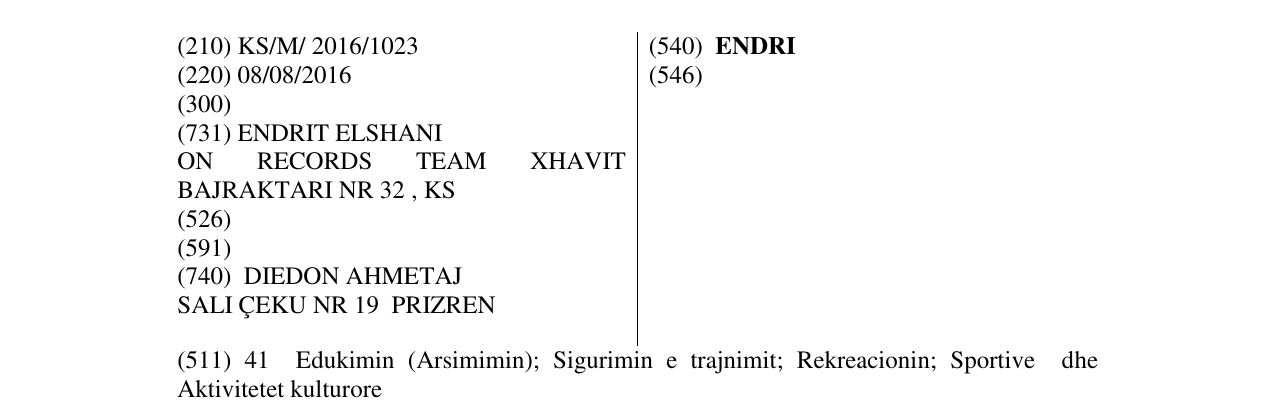 Zëri i markës ENDRI në buletin