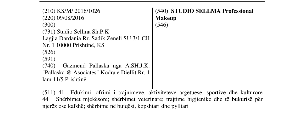 Zëri i markës STUDIO SELLMA Professional Makeup në buletin